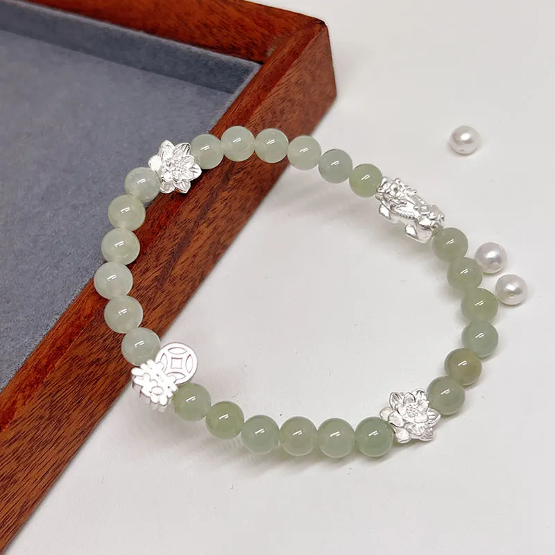 JINZHIFU Hetian Jade Bracelets Pale Greenish White Jade Unisex-1