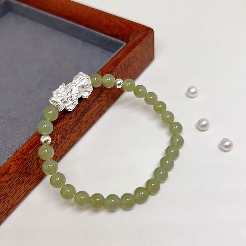 JINZHIFU Hetian Jade Bracelets Pale Greenish White Jade Unisex-3
