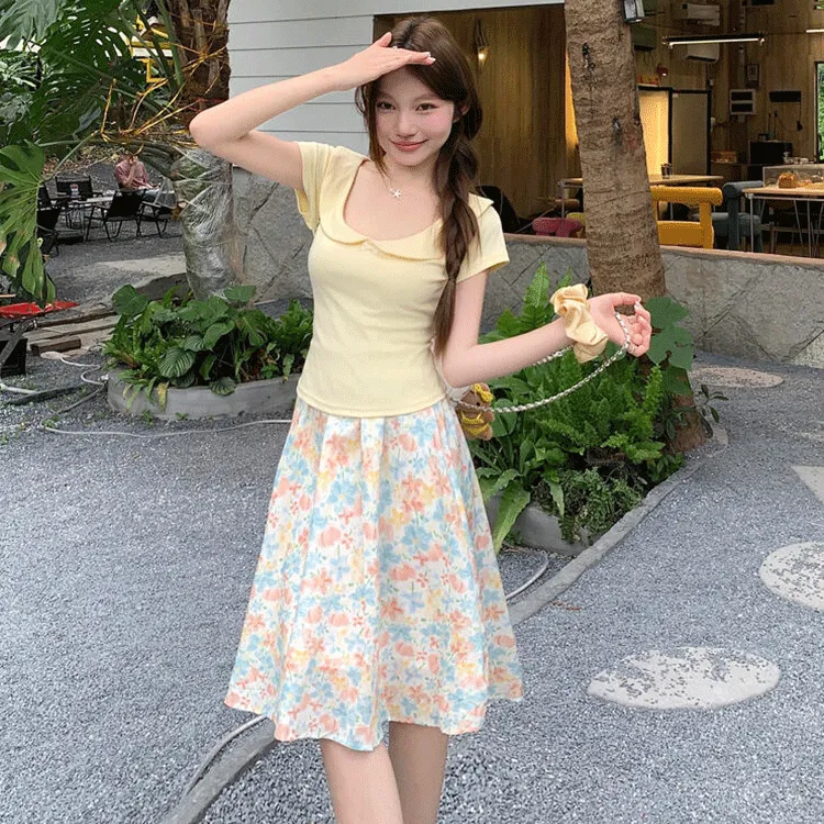 SUNSUNTOWN T Shirt Women's Light Yellow-2