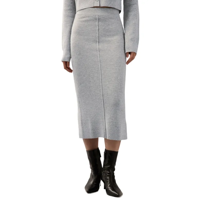 CALVIN KLEIN Knit Long Skirt Women's Pearl Gray-2