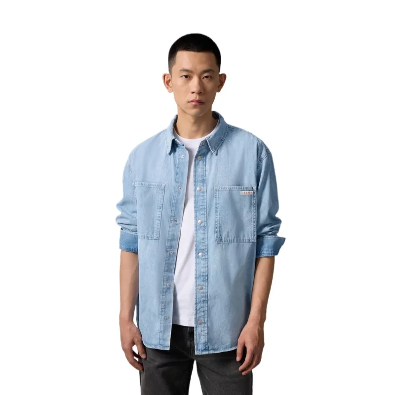 Calvin Klein Shirts Men UL6 Denim Light Blue-2