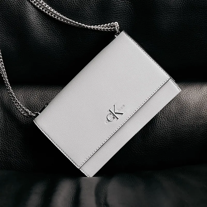 CALVIN KLEIN Artificial Leather Crossbody Bag, Shoulder Bag Medium Size Women's Chalk White-2