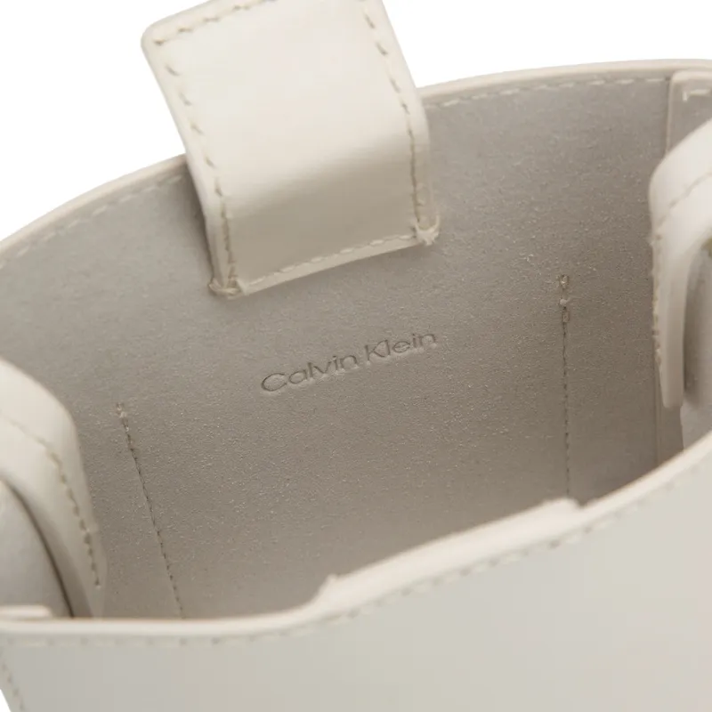 CALVIN KLEIN SS25 Cow Leather Crossbody Bag Medium Size Women's Light Brown-3