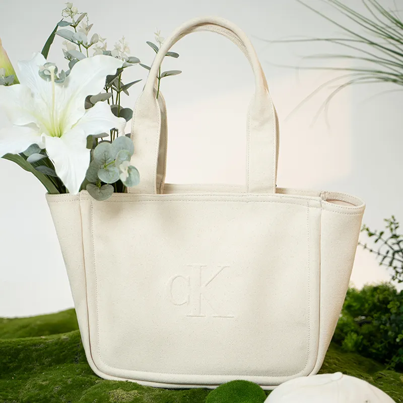 CALVIN KLEIN SS25 Fabric Handbag Medium Size Women's Ivory White-1
