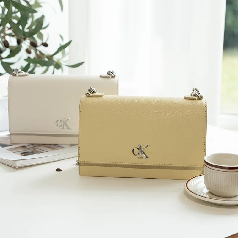 CALVIN KLEIN Artificial Leather Crossbody Bag, Shoulder Bag Medium Size Women's Chalk White-1
