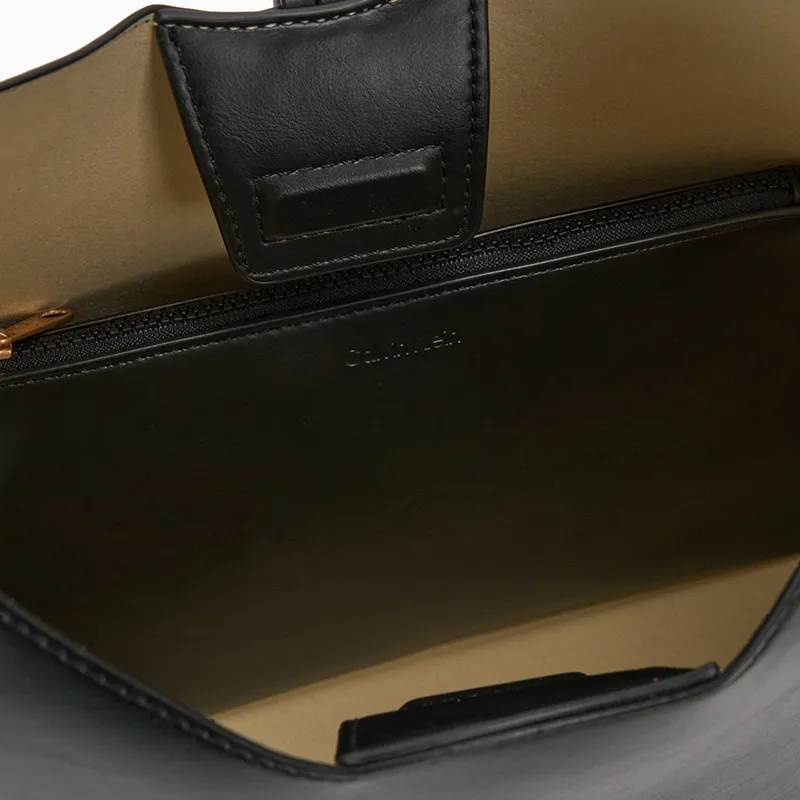 CALVIN KLEIN Synthetic Material Basket Bag Handbag Medium Size Women's Space Black-3