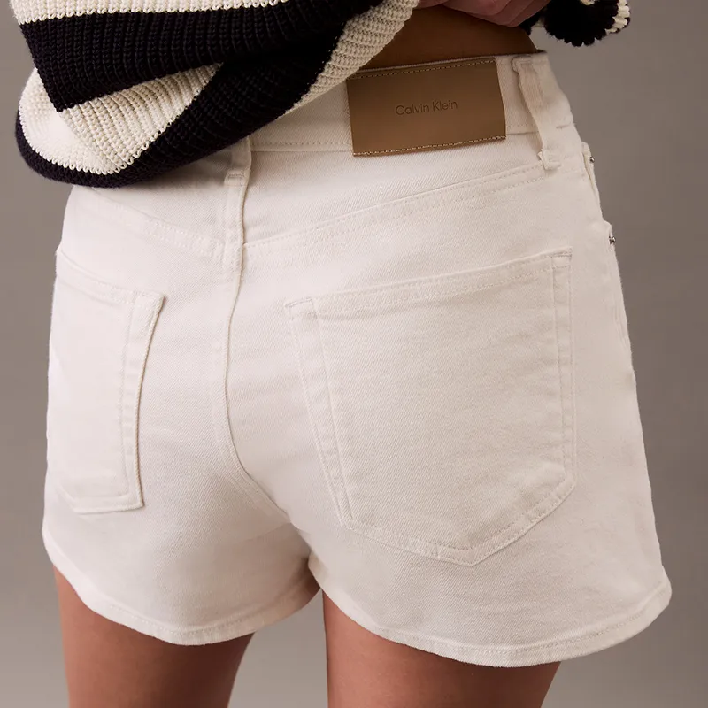 CALVIN KLEIN SS25 Denim Shorts Women's White Denim-3