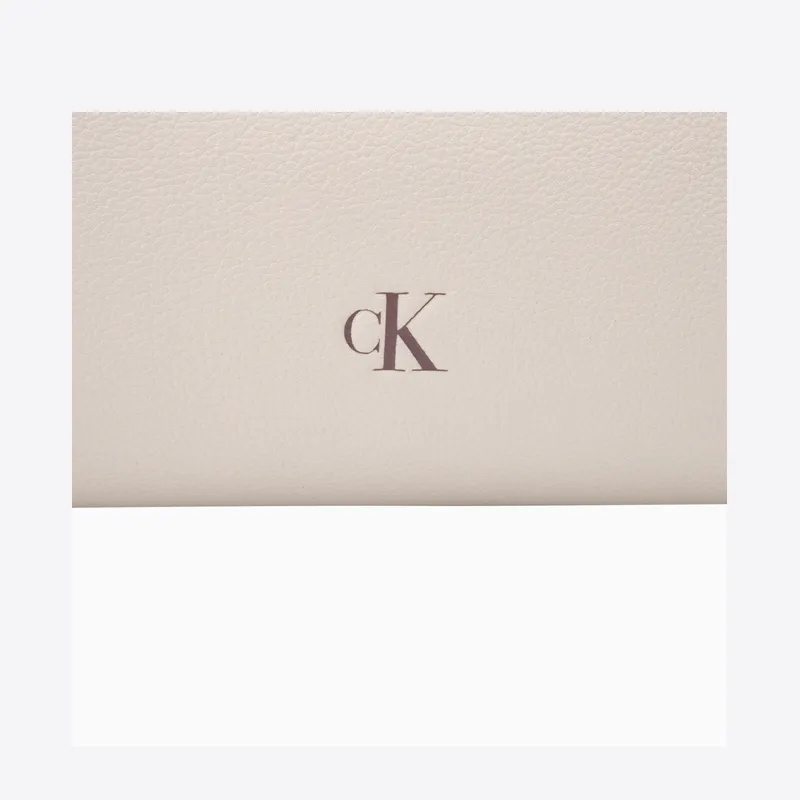 CALVIN KLEIN Blended Material Shoulder Bag Medium Size Women's Moon White-5