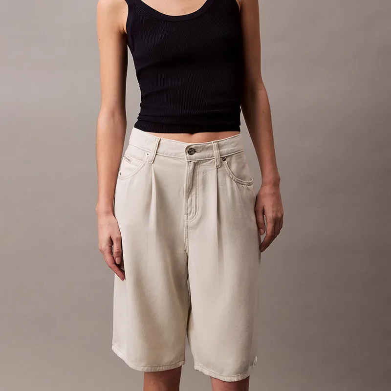 CALVIN KLEIN Denim Shorts Women's Beige Apricot-2