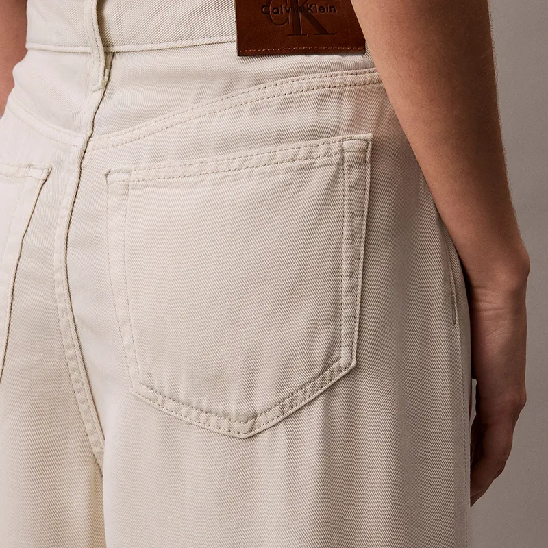 CALVIN KLEIN Denim Shorts Women's Beige Apricot-4
