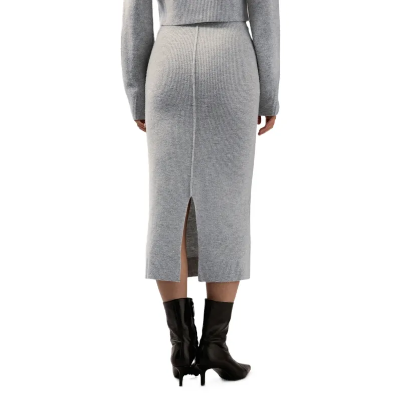 CALVIN KLEIN Knit Long Skirt Women's Pearl Gray-3