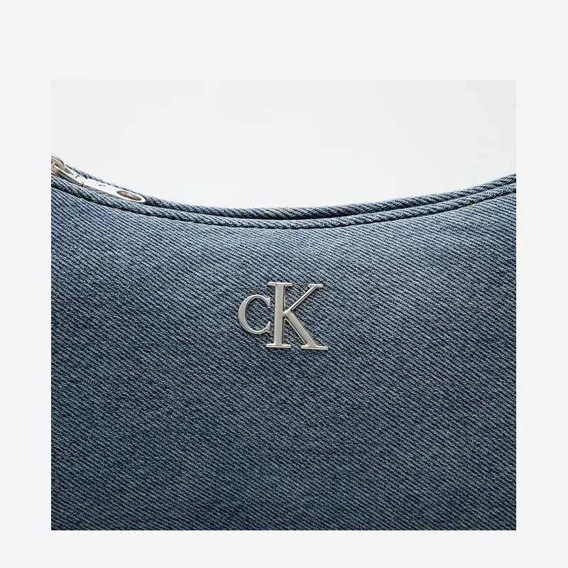 CALVIN KLEIN Fabric Shoulder Bag Medium Size Women's Denim Light Blue-3