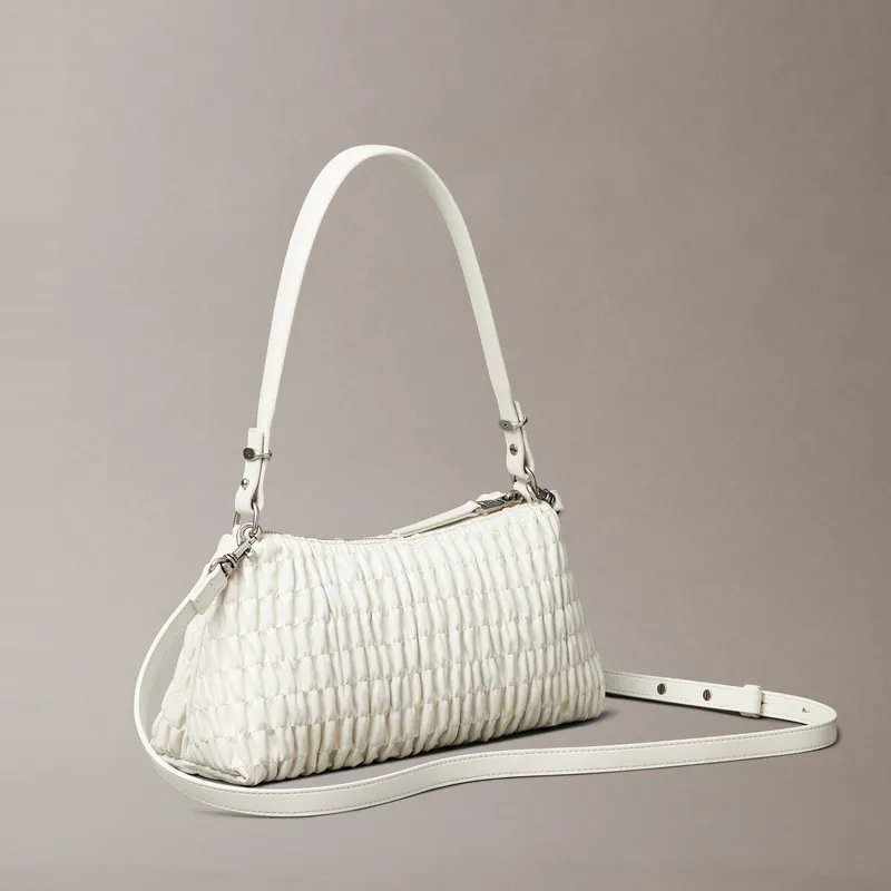 CALVIN KLEIN Blended Material Shoulder Bag Women's Milk White-3