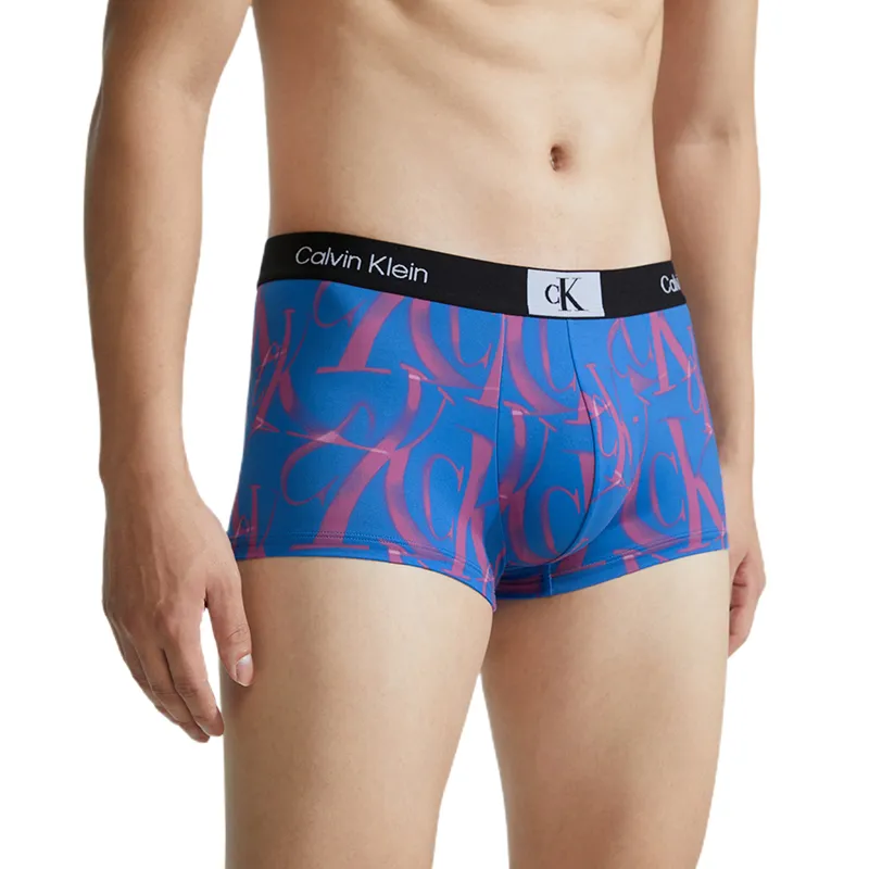 CALVIN KLEIN Underpants Men's Glazed Blue Base With Purple Lettering-1