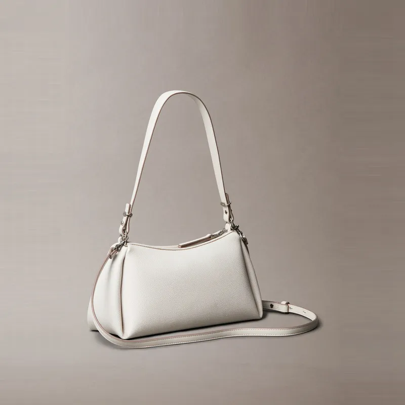 CALVIN KLEIN Blended Material Shoulder Bag Medium Size Women's Moon White-3