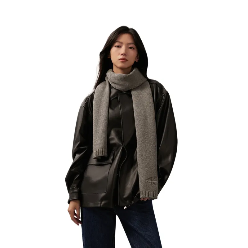 CALVIN KLEIN Knit Scarves Unisex Hero Gray+Space Black-1
