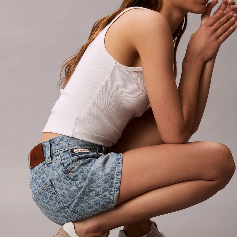 CALVIN KLEIN Denim Shorts Women's Light Blue-3