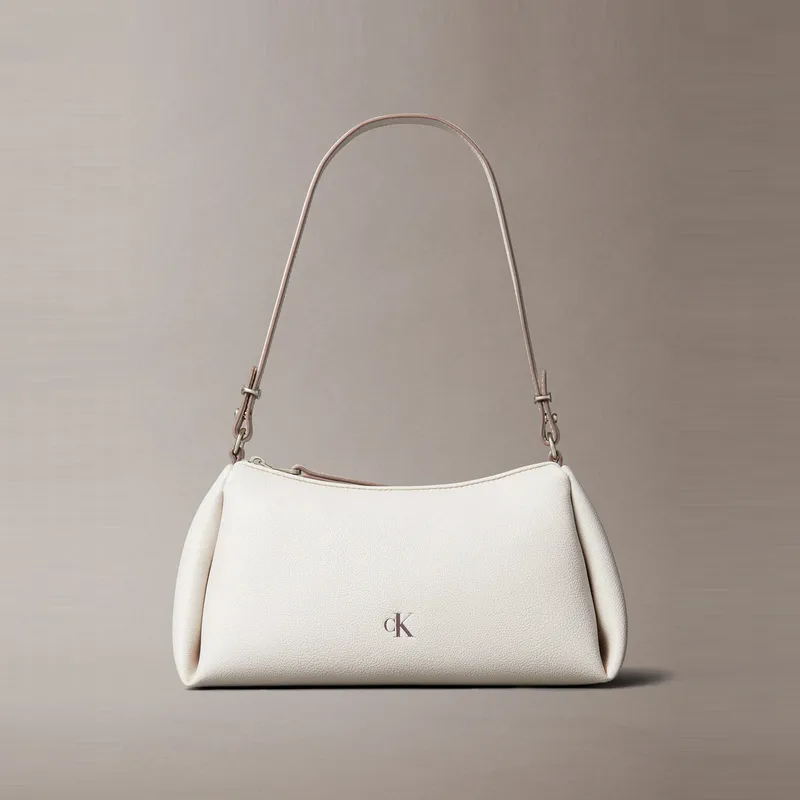 CALVIN KLEIN Blended Material Shoulder Bag Medium Size Women's Moon White-2