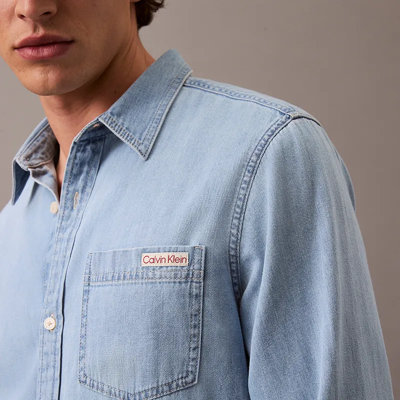 Calvin Klein Shirts Men N85 Denim Light Blue-2