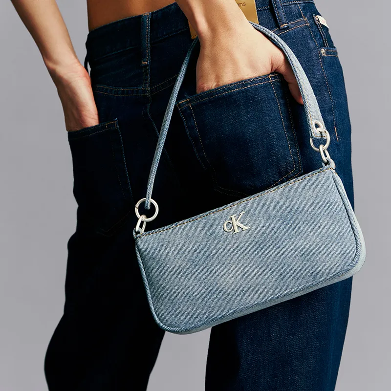 CALVIN KLEIN Fabric Shoulder Bag Women's Denim Light Blue-1