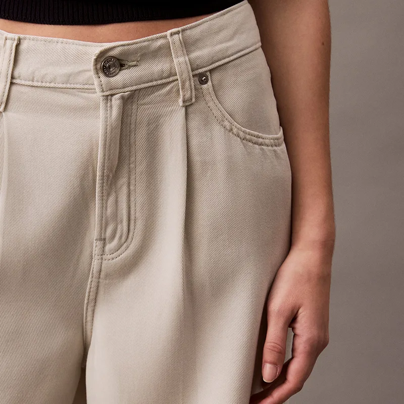 CALVIN KLEIN Denim Shorts Women's Beige Apricot-3