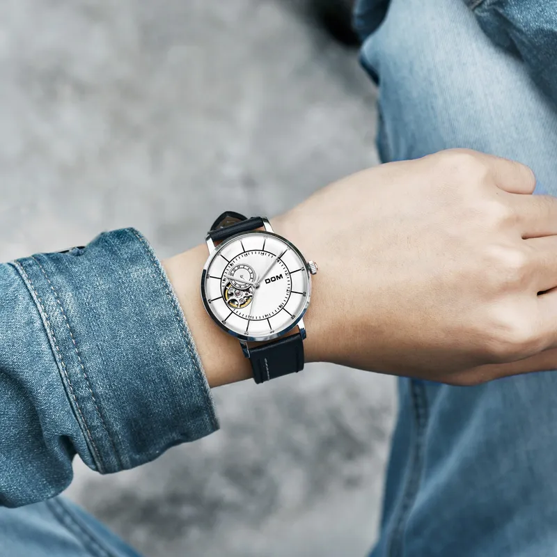 DOM Hollow Series Automatic Mechanical Movement Watch Men's Watches Black Dial 6923411121130-9