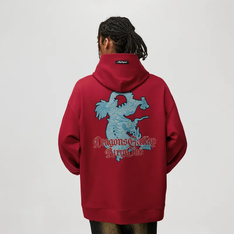 Atry Sweatshirt National Trend Brand American Luxury Streetwear Loose Fit Long Sleeved Sweatshirt Unisex Red-2