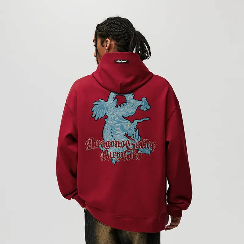 Atry Sweatshirt National Trend Brand American Luxury Streetwear Loose Fit Long Sleeved Sweatshirt Unisex Red-4