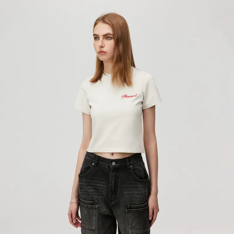 Atry Flower Body LOGO Series Drop Shoulder Sleeve T Shirt Women's-2
