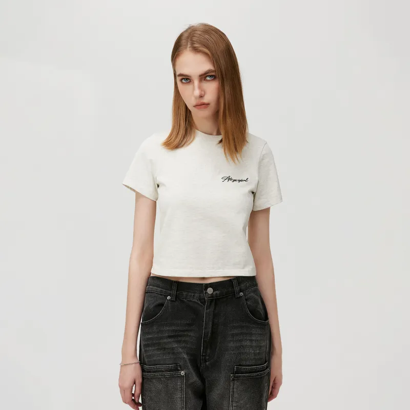Atry Flower Body LOGO Series Drop Shoulder Sleeve T Shirt Women's-11
