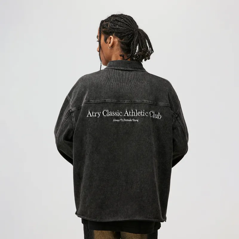 Atry Alphabet Slogan Series Shirt American Casual Advanced Simple Shirt Coat Unisex Black-2
