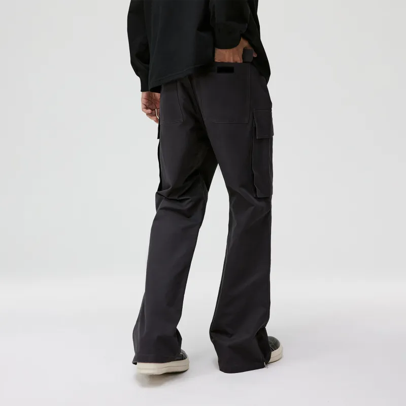 Atry Spring And Fall Season Casual Pants National Trendy Design Versatile Loose Fit 100% Cotton Pants Men's Dark Gray-6