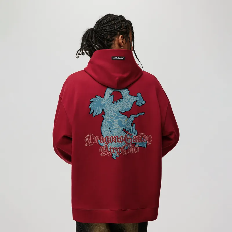 Atry Sweatshirt National Trend Brand American Luxury Streetwear Loose Fit Long Sleeved Sweatshirt Unisex Red-3