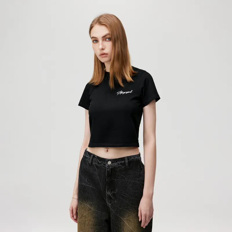 Atry Flower Body LOGO Series Drop Shoulder Sleeve T Shirt Women's-5