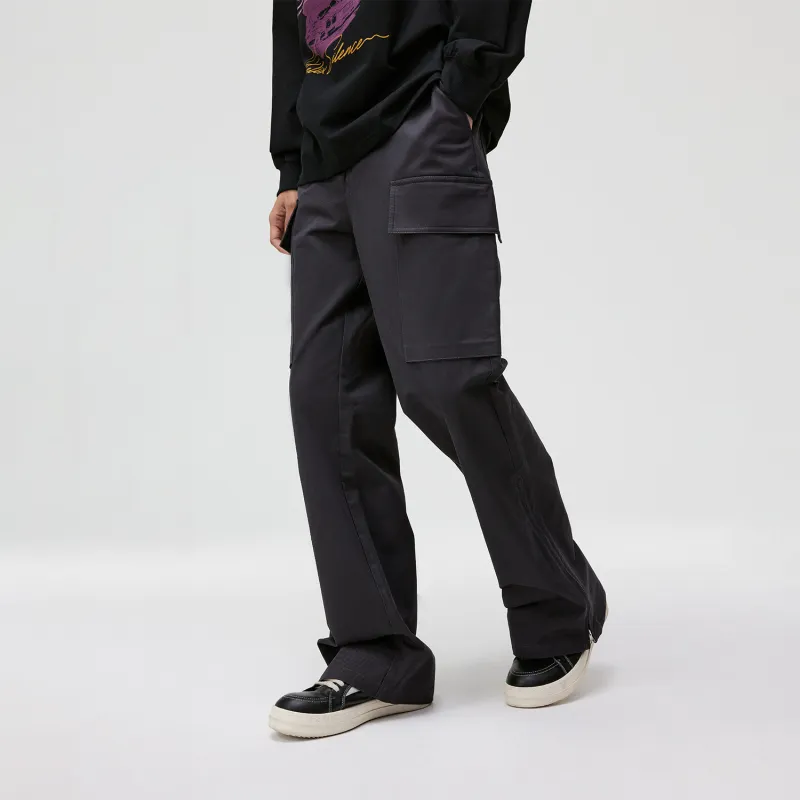 Atry Spring And Fall Season Casual Pants National Trendy Design Versatile Loose Fit 100% Cotton Pants Men's Dark Gray-4