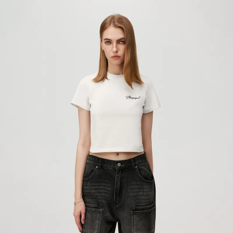 Atry Flower Body LOGO Series Drop Shoulder Sleeve T Shirt Women's-8