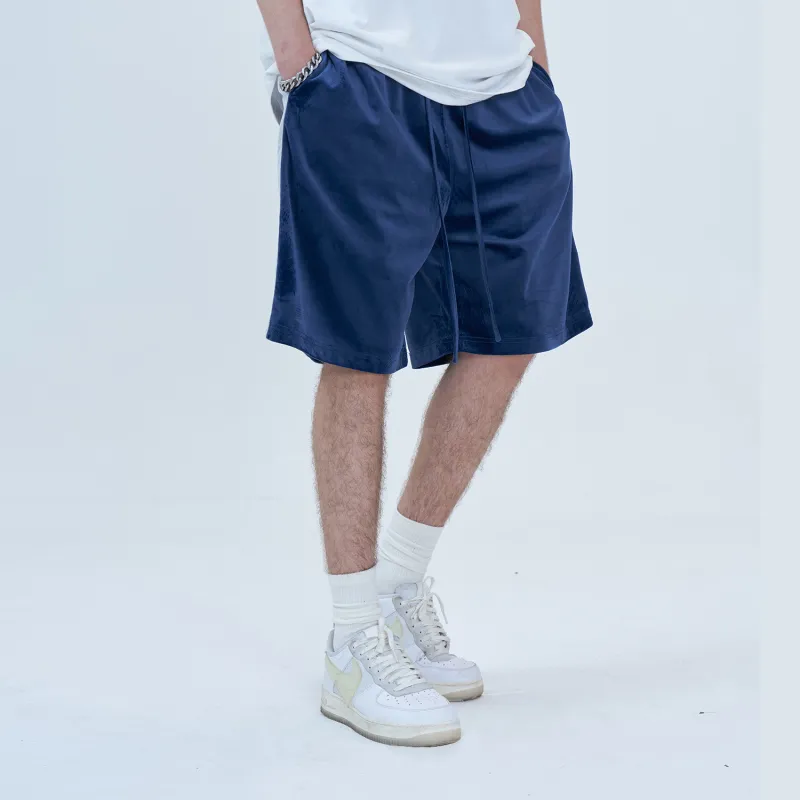 Atry Casual Shorts Unisex Velour Blue-2