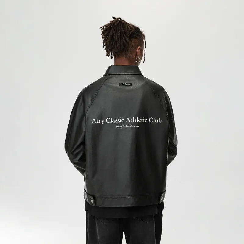 Atry Alphabet Slogan Series Leather Jacket Unisex-2