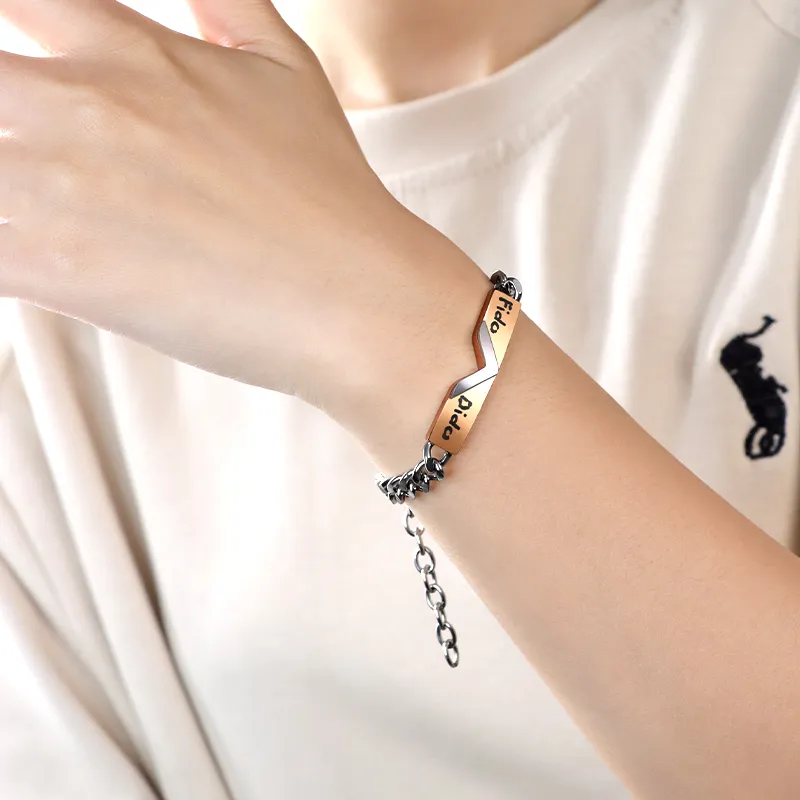 FIDO DIDO Stainless Steel Bracelets Unisex-1