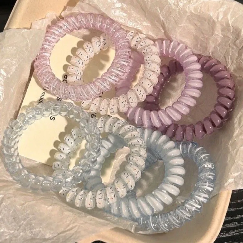 CUCX Rainbow Gradient Hair Tie With Seamless Hair Friendly Telephone Cord Design Portable-9