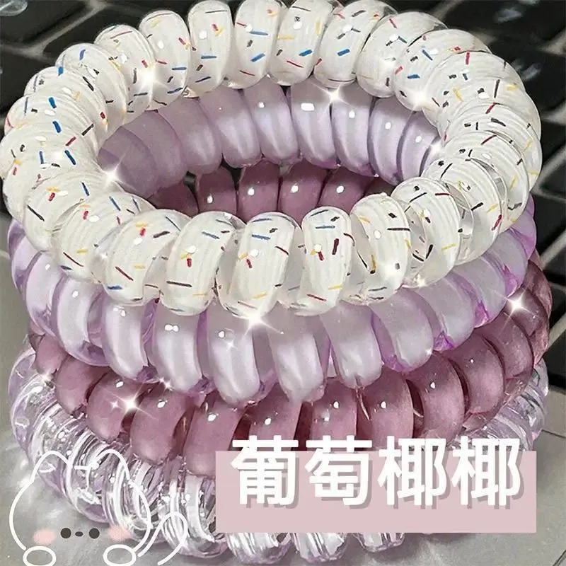 CUCX Rainbow Gradient Hair Tie With Seamless Hair Friendly Telephone Cord Design Portable-7