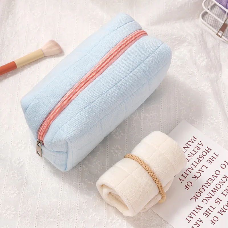 CUCX Flannelette Unzipped Pillow Makeup Bag Portable-13