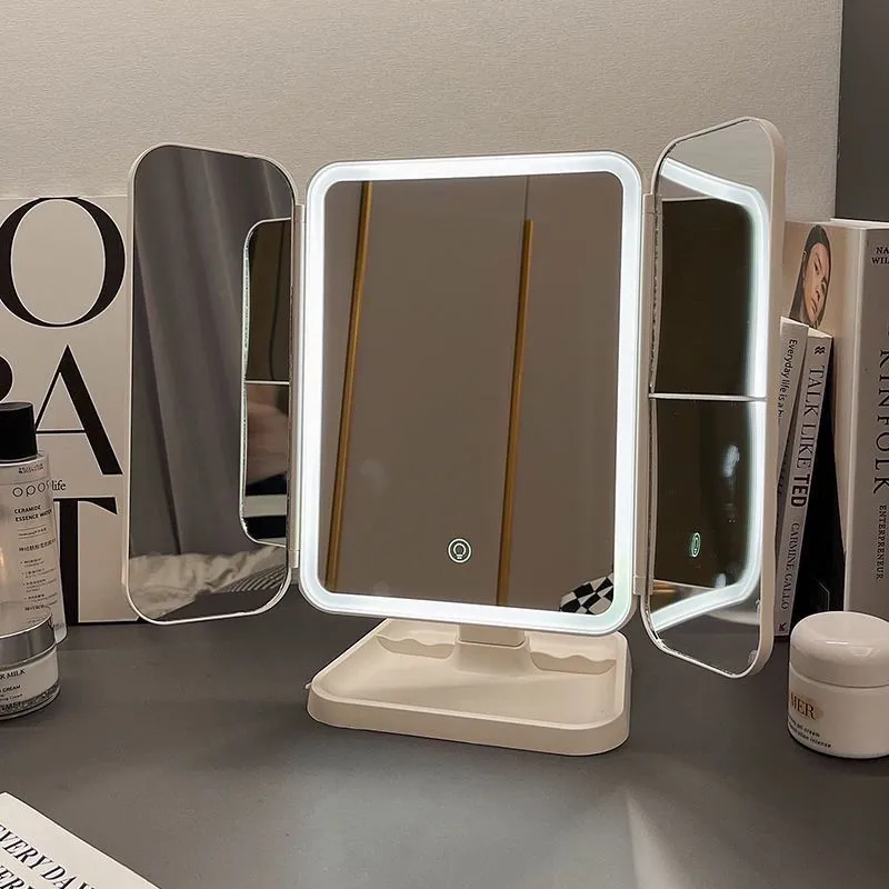 MITIANTU LED Makeup Mirror With Portable Light, Foldable, Dormitory Desktop, Beauty Bedroom Vanity Mirror-7