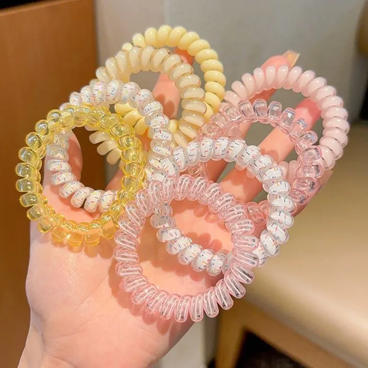 CUCX Rainbow Gradient Hair Tie With Seamless Hair Friendly Telephone Cord Design Portable-3