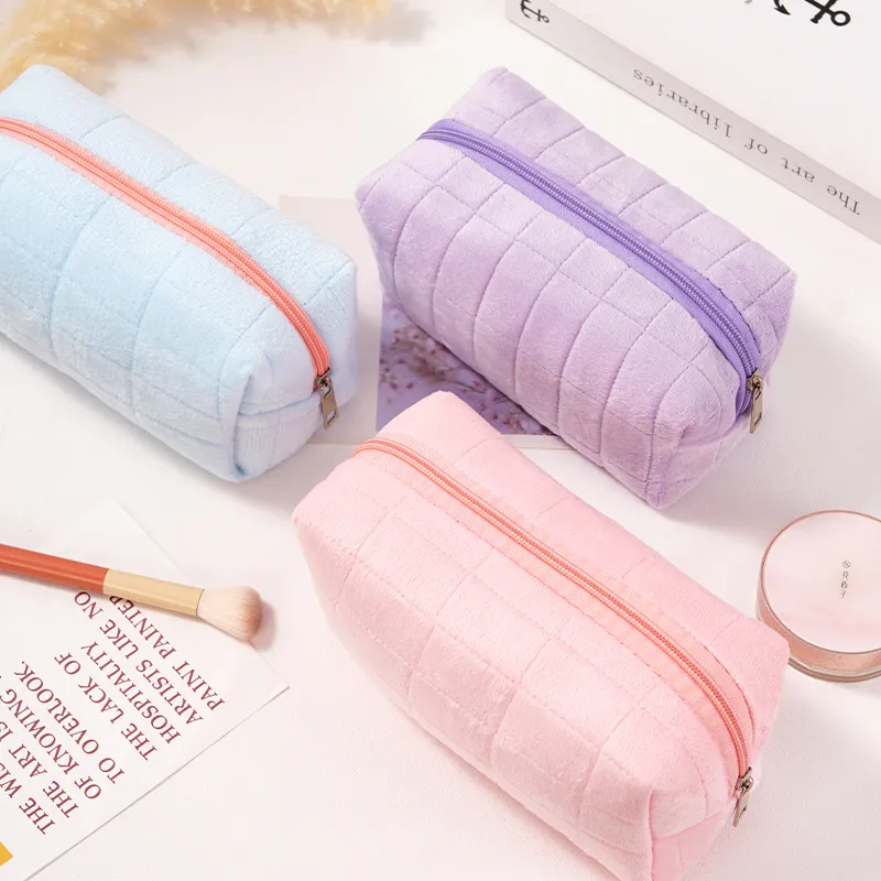 CUCX Flannelette Unzipped Pillow Makeup Bag Portable-6