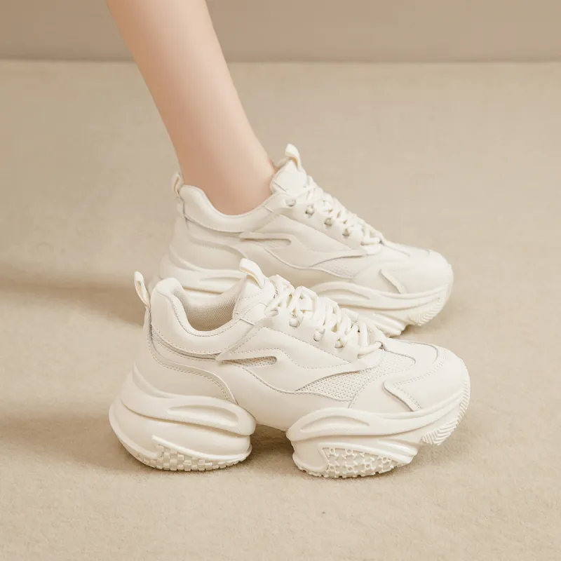 KEKAFU Height Increasing Breathable Slip-Resistant Low-Top Chunky Sneakers Women's-14
