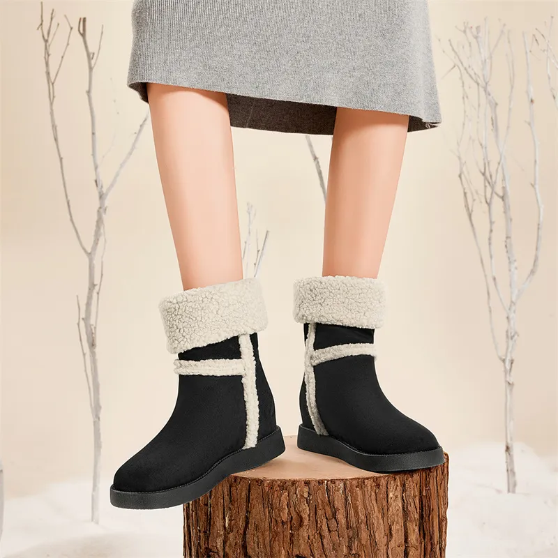 KEKAFU Warm Coverage Wear Resistant Slip Resistant Crew Snow Boots Women's-14