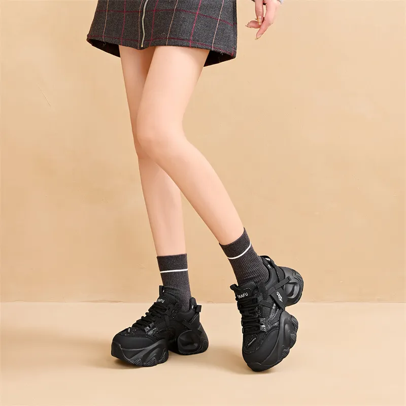 KEKAFU Anti-Slip And Wear-Resistant Height Increasing Low-Top Chunky Sneakers Women's-4