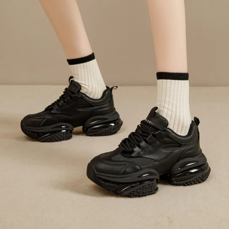 KEKAFU Height Increasing Breathable Slip-Resistant Low-Top Chunky Sneakers Women's-5