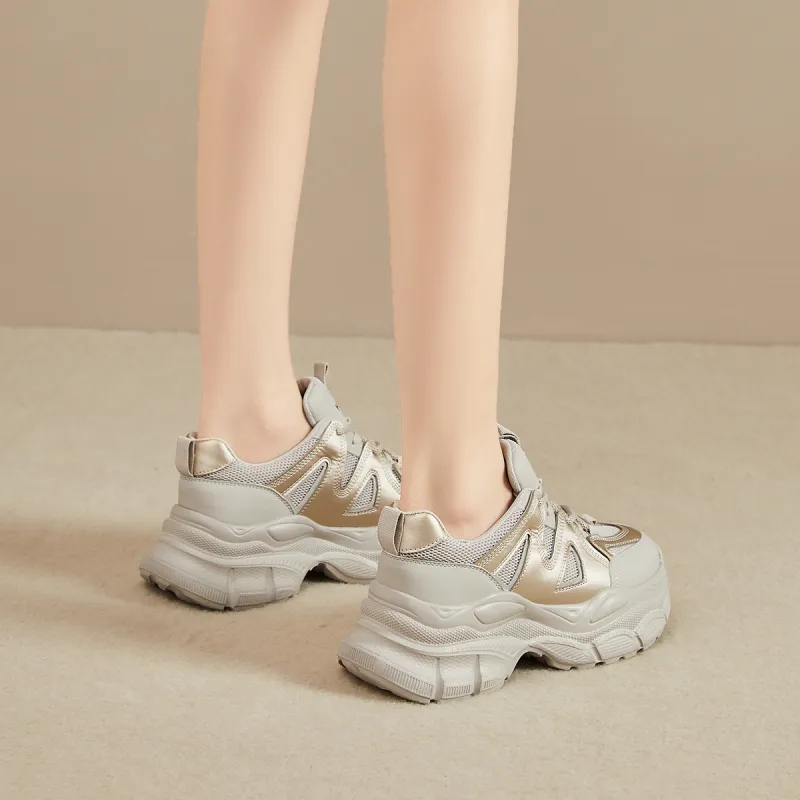 KEKAFU Slip-Resistant Height Increasing Low-Top Chunky Sneakers Women's-13